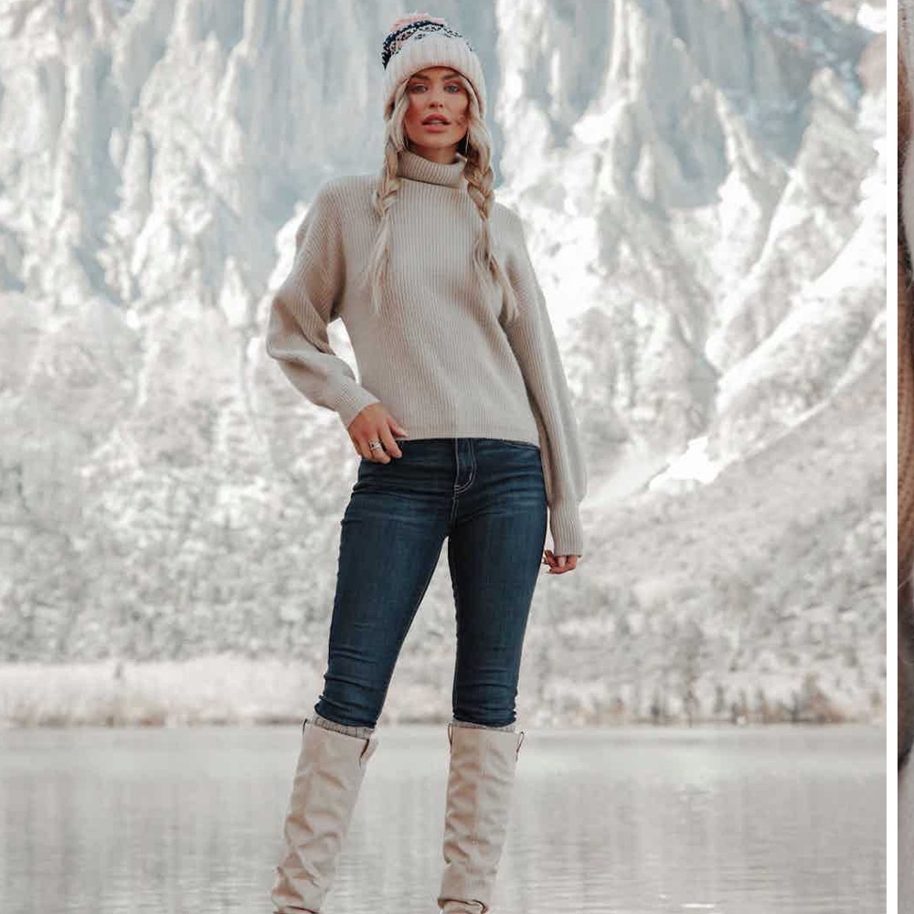 NEW Vici Ready Set Snow Turtleneck Knit Sweater Ash Grey Size Large - Picture 4 of 8